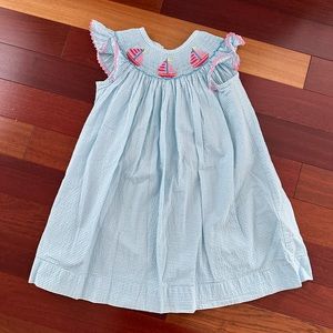 Classic Whimsy 3T Girls Smocked Seersucker Sailboat Dress